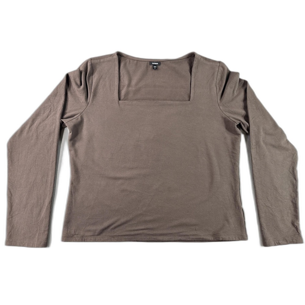 Express‎ Brown Long Sleeve Crewneck Shirt XL Cotton Mens Top